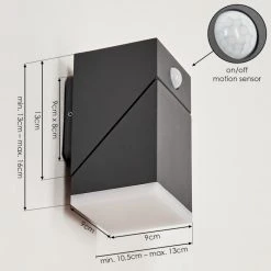 Hofstein Toogong Au&szlig;enwandleuchte LED Anthrazit, 1-flammig, Bewegungsmelder -Außenleuchten Verkaufe toogong aussenwandleuchte h3584644 3