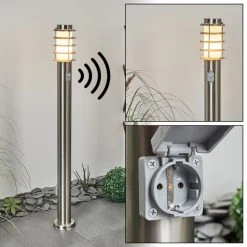 Hofstein Tunes Wegeleuchte Nickel-Matt, 1-flammig, Bewegungsmelder