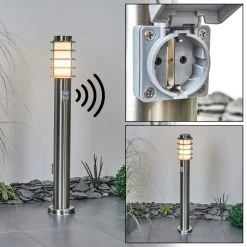 Hofstein Tunes Wegeleuchte Nickel-Matt, 1-flammig, Bewegungsmelder