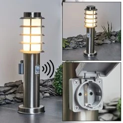 Hofstein Tunes Wegeleuchte Nickel-Matt, 1-flammig, Bewegungsmelder