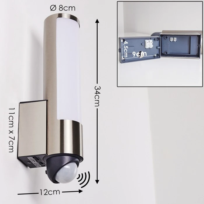 Hofstein Vasön Außenwandleuchte LED Edelstahl, 1-flammig, Bewegungsmelder 2 Hofstein Vasön Außenwandleuchte LED Edelstahl, 1-flammig, Bewegungsmelder – Bild 2