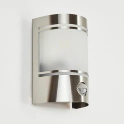 Hofstein Visnum Au&szlig;enwandleuchte Nickel-Matt, Wei&szlig;, 1-flammig, Bewegungsmelder -Außenleuchten Verkaufe visnum aussenwandleuchte h3430576 9