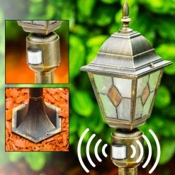 Hofstein Wegeleuchte Antibes Braun, Gold, 1-flammig, Bewegungsmelder -Außenleuchten Verkaufe wegeleuchte antibes h169149 9