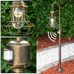 Hofstein Wegeleuchte BORKAN Braun, Gold, 1-flammig, Bewegungsmelder