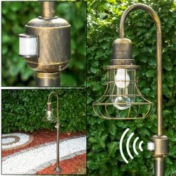 Hofstein Wegeleuchte BORKAN Braun, Gold, 1-flammig, Bewegungsmelder -Außenleuchten Verkaufe wegeleuchte borkan h3021361 do3 9