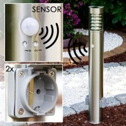 Hofstein Wegeleuchte Dakar Edelstahl, 1-flammig, Bewegungsmelder