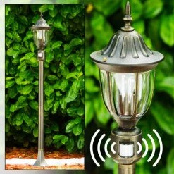 Hofstein Wegeleuchte Ribadeo Schwarz-Gold, 1-flammig, Bewegungsmelder -Außenleuchten Verkaufe wegeleuchte ribadeo h169187 12