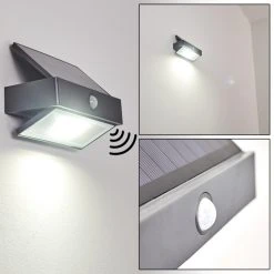 Hofstein Wiborg Solar-Außenwandleuchte LED Anthrazit, 1-flammig, Bewegungsmelder